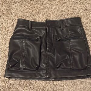 NWOT—Zara Black Leather Mini Skirt